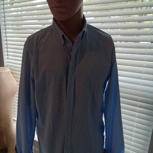 Denim&Flower By Ricky Singh Men's Blue & White Polka Dot Button-Up Shirt